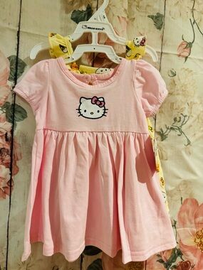 Hello Kitty Baby Girl 2 Dress Set Pink & Yellow Ice Cream Themed 6 Months NWT